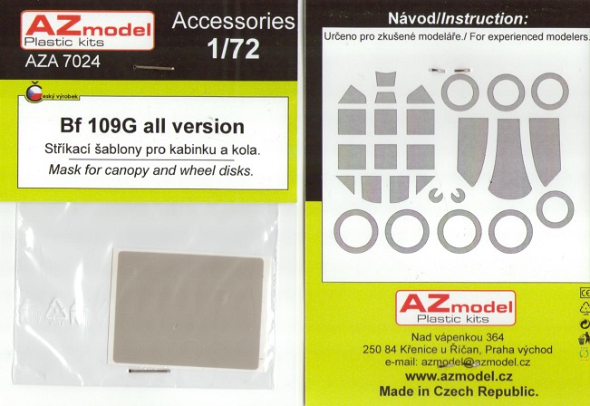 1/72 Bf 109G canopy mask | Vše pro modeláře Art Scale