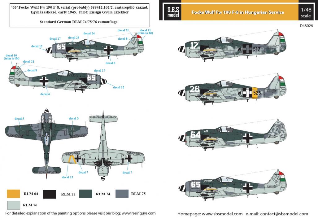 1 48 Focke Wulf Fw 190 F 8 Hungarian Air Force Ww Ii Decals Vše Pro