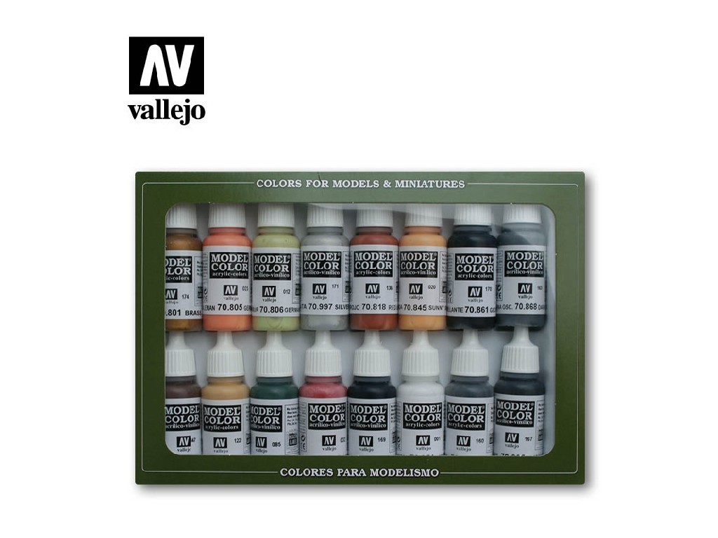 Acrylic colors set Vallejo Model Color 16 color Set 70107 German Colors ...
