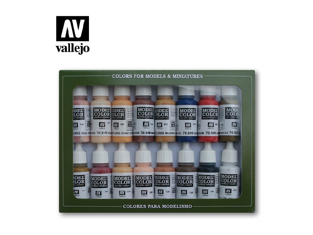 Acrylic colors set Vallejo Model Color 16 color Set 70125 Face & Skin ...