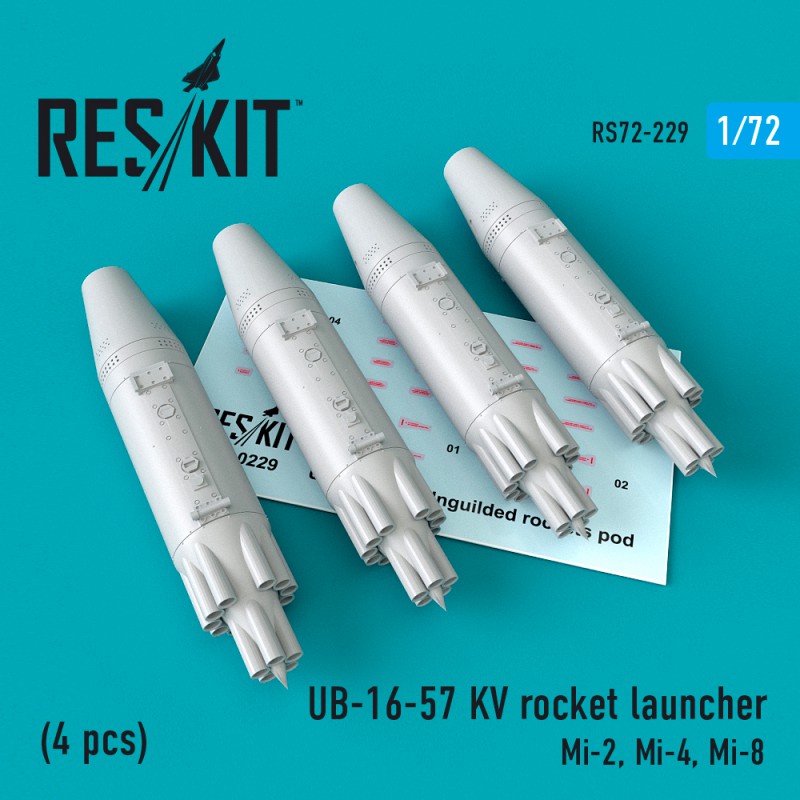 UB-16-57 KV rocket launchers (4 pcs) Mi-2, Mi-4, Mi-8 (1/72)