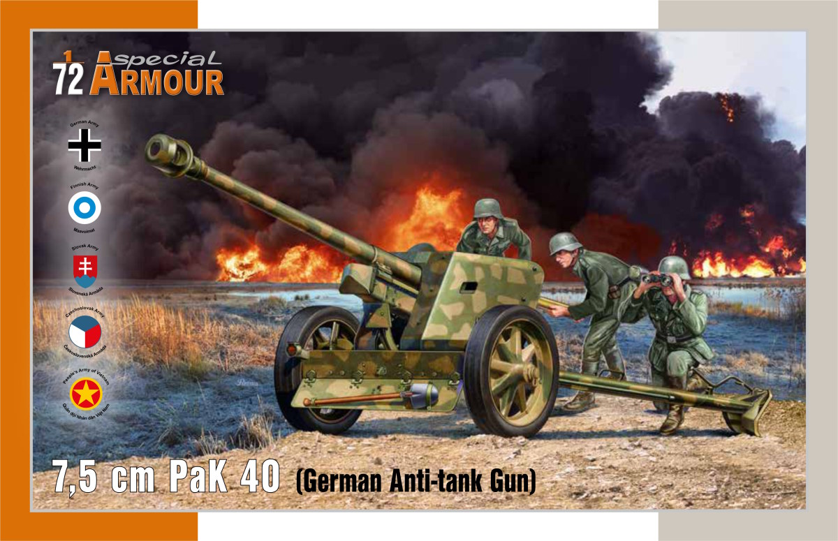 Scale plastic kit 1/72 7,5 PaK 40 'German Anti-tank | Vše pro Art Scale