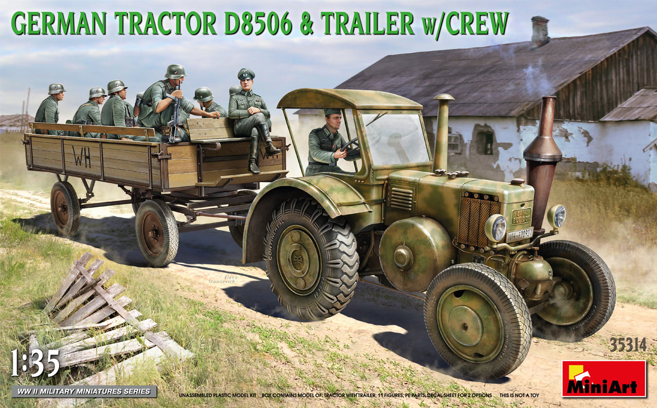 1/35 German Tractor D8506 with Trailer & Crew - Miniart