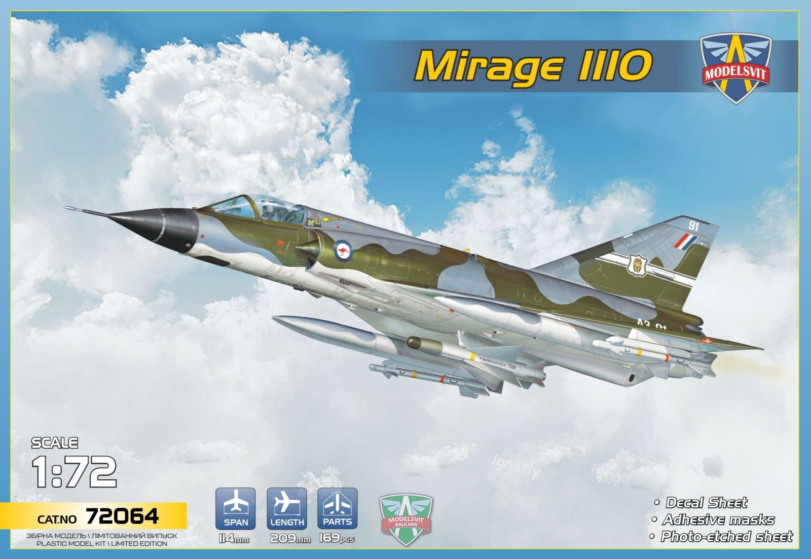 1/72 Mirage IIIO interceptor (5 camo schemes)