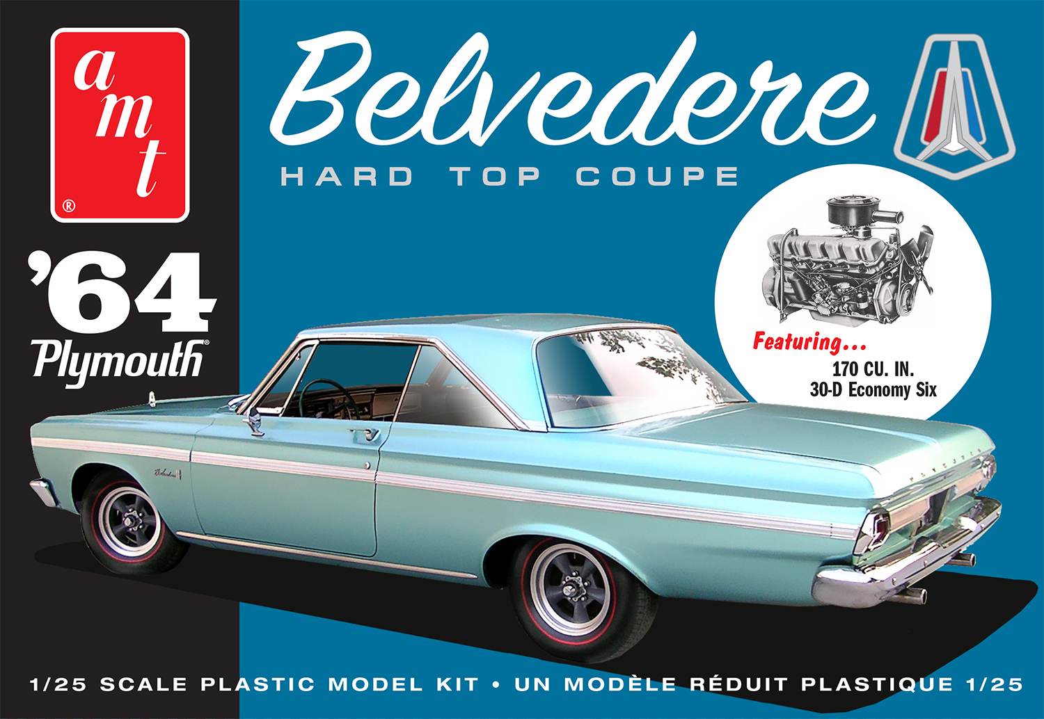 AMT 1964 PLYMOUTH BELVEDERE (W-SLANT 6 ENGINE) 1:25 SCALE MODEL