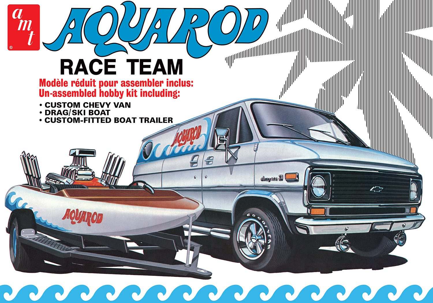 1/25 Aqua Rod Race Team 1975 Chevy Van, Race Boat & Trailer